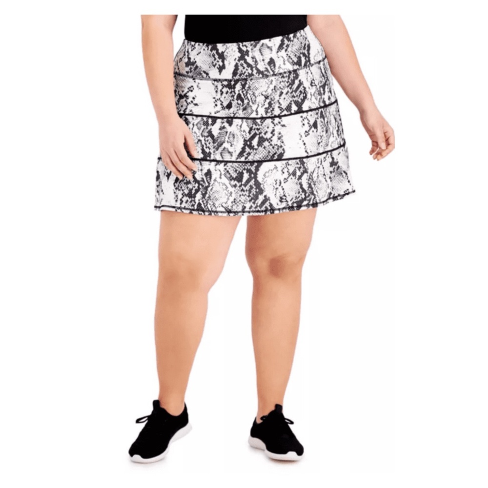 Ideology Women's Plus Size Printed Skort Active Skirt Snake White 4X